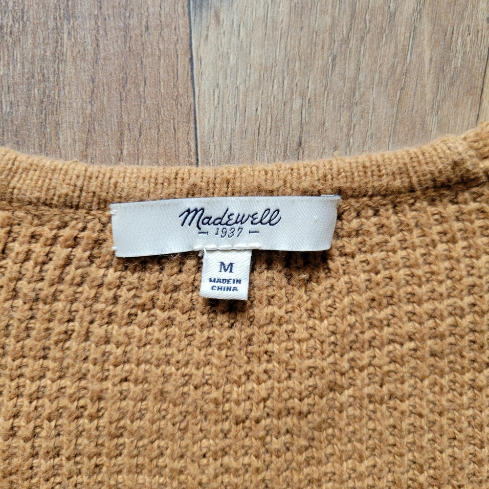 Madewell Waffle Knit Tan Sweater Size Medium - Picture 4 of 5